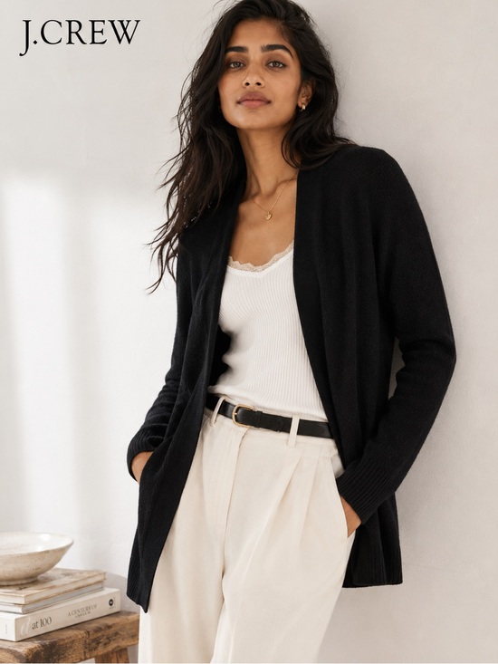 J. Crew Sweaters - J.Crew Black Merino Wool Blend Open Front Cardigan Sweater Women’s Small